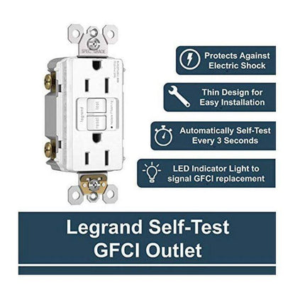 Legrand radiant Self-Test GFCI Outlet, White, 20 Amp, (Pack of 3) - Like New