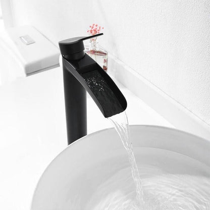 Phiestina Single-Handle Tall Waterfall Vessel Sink Bathroom Faucet Matte Black