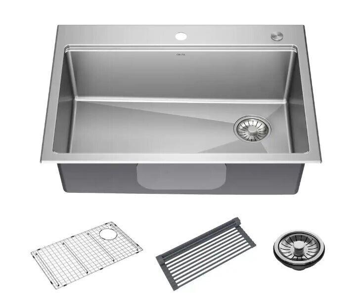 Delta Emery Stainless Steel 30 in. Single Bowl Undermount/Drop-In Kitchen Sink