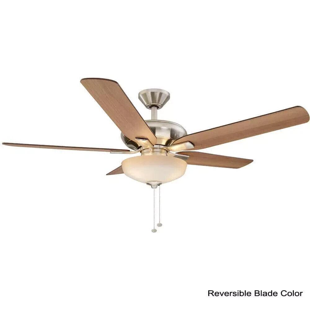 Hampton Bay Holly Springs 52&quot; LED Indoor Brushed Nickel Ceiling Fan W/ Light Kit - Like New