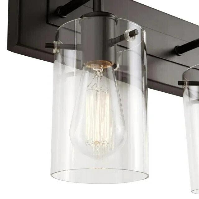 Hampton BayRegan 29.13 in. 4-Light Espresso Vanity Light with Clear Glass Shades - Like New