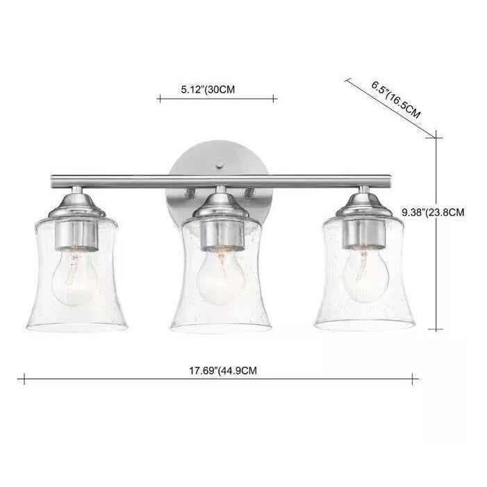 Pia Ricco 17.69 in. 3-Light Bathroom Light Fixtures Brushed Nickel Vanity Light