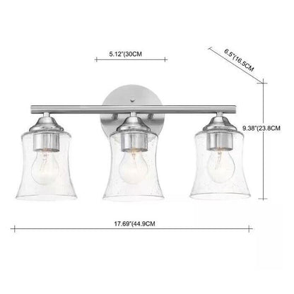 Pia Ricco 17.69 in. 3-Light Bathroom Light Fixtures Brushed Nickel Vanity Light