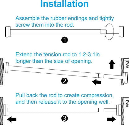 TEECK Shower Curtain Rod, 40-73 inch Adjustable Tension Spring, Shower Curtain