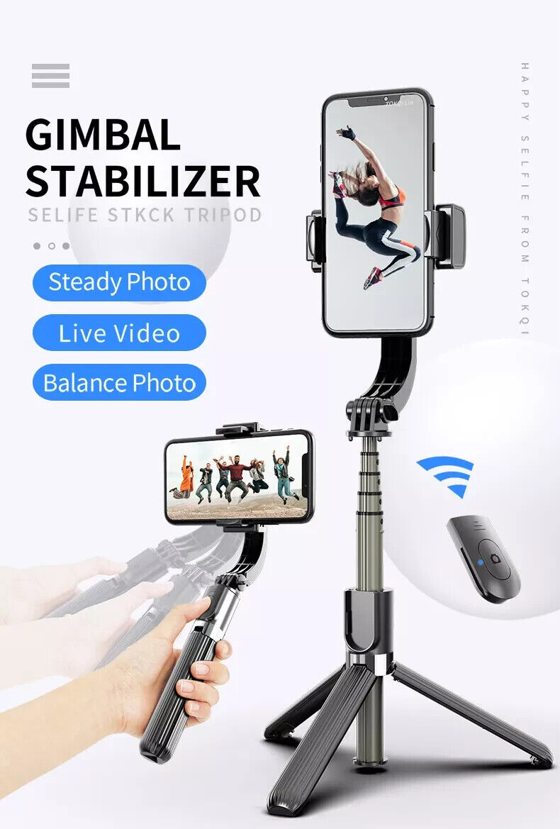 1- Axis Handheld Gimbal Stabilizer with Tripod &amp; Bluetooth Remote for Smartphone