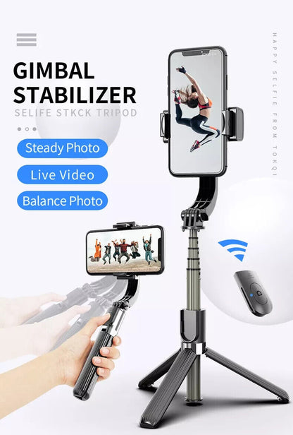 1- Axis Handheld Gimbal Stabilizer with Tripod &amp; Bluetooth Remote for Smartphone