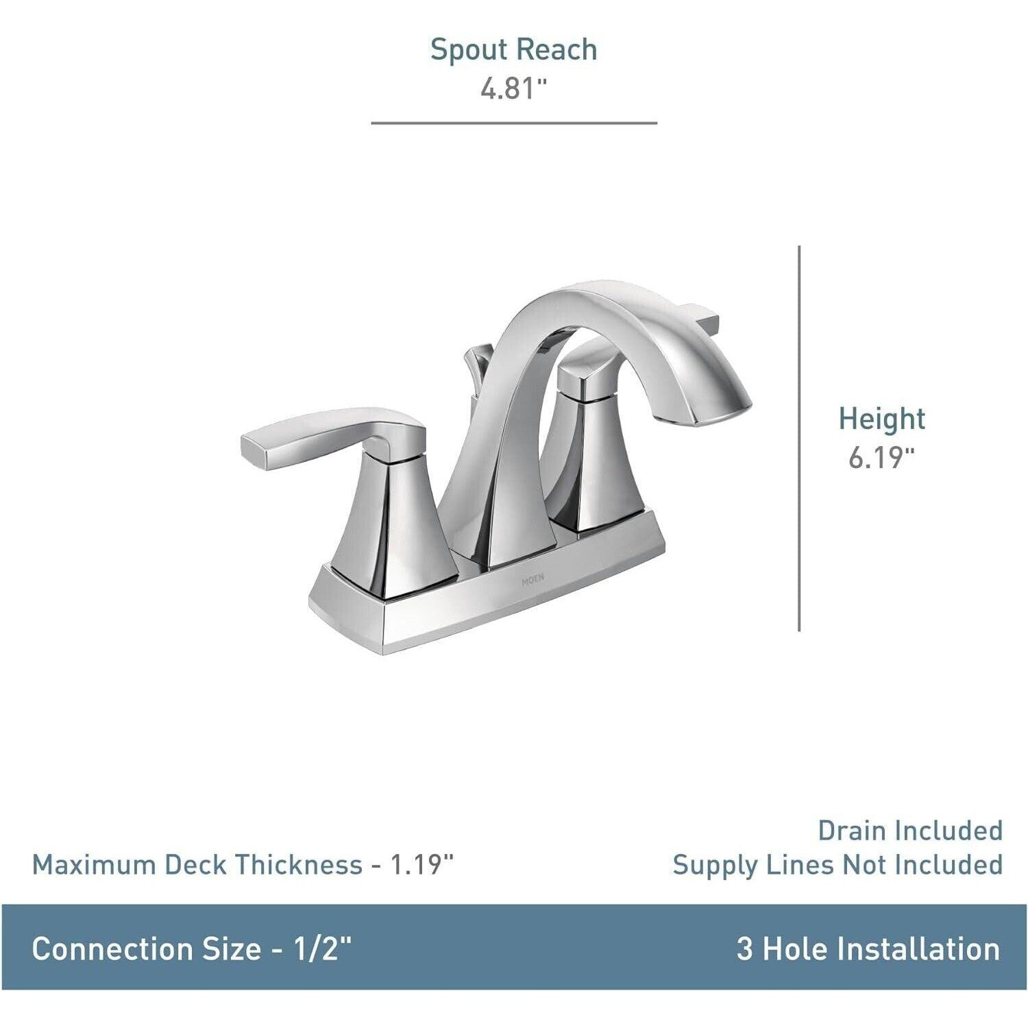 Moen Voss Matte Black Two-Handle Centerset Bathroom Faucet, 6901BL