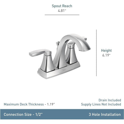 Moen Voss Matte Black Two-Handle Centerset Bathroom Faucet, 6901BL