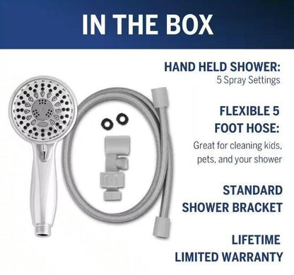 Waterpik 5-Spray Wall Mount Handheld Shower Head 1.8 GPM in Chrome