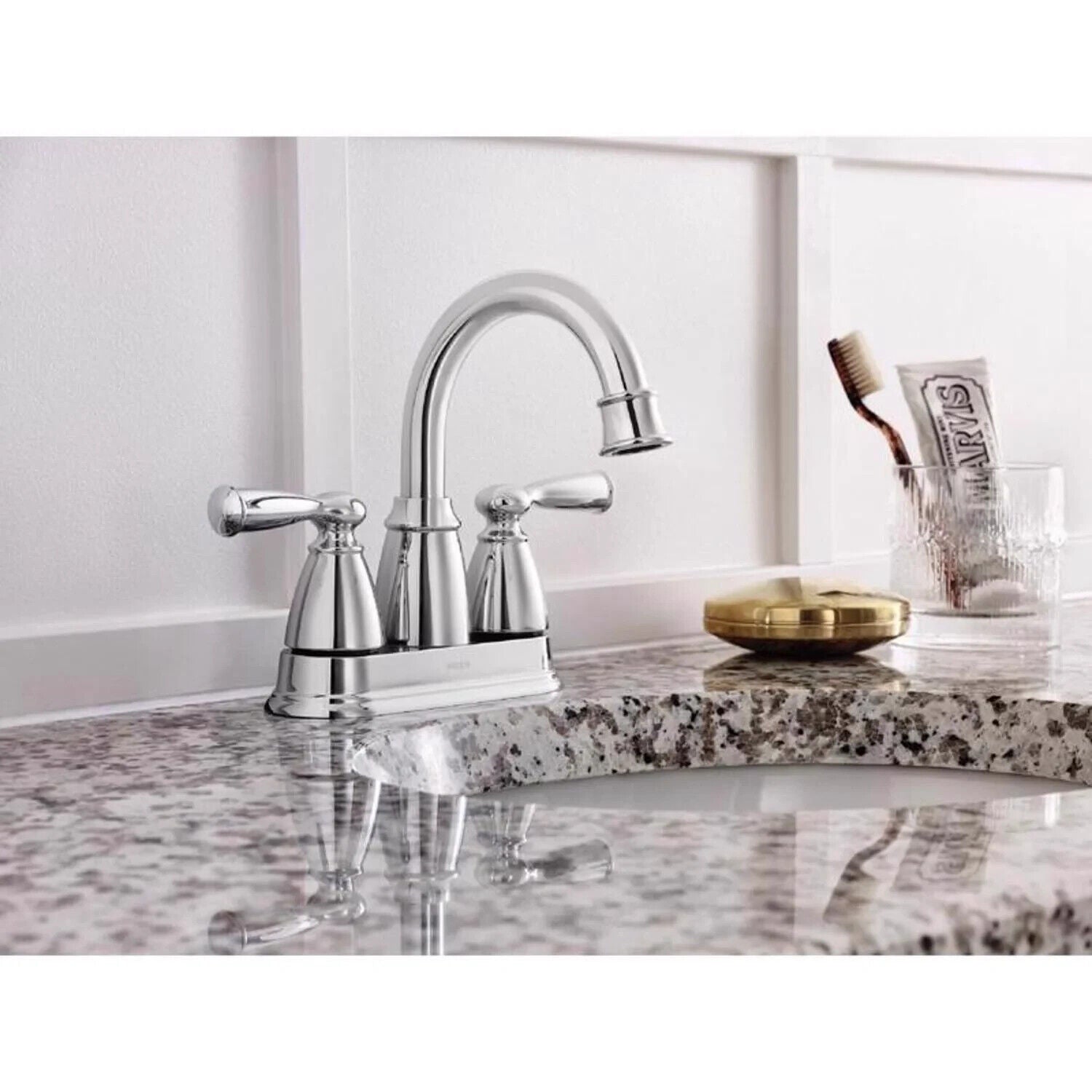 Moen Banbury 84943 4-in Centerset 2-Handle Bathroom Faucet in Chrome