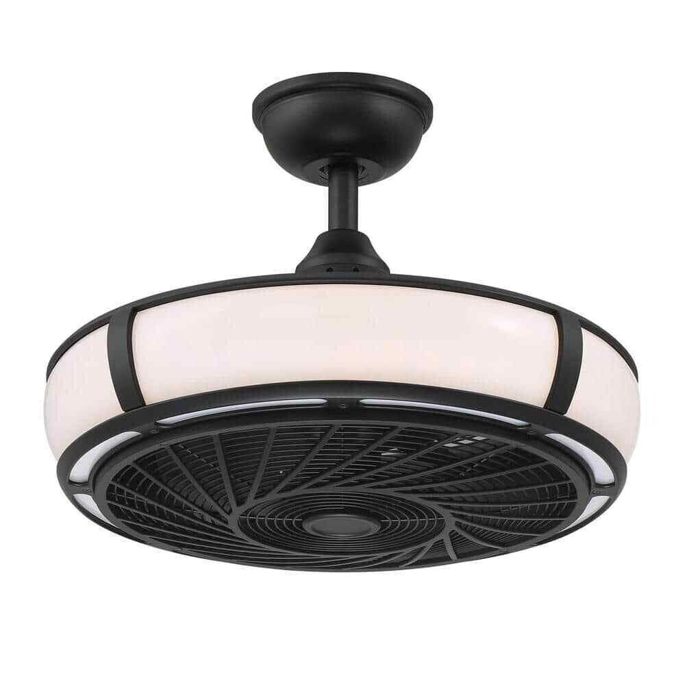 Home Decorator Tuilene 21&quot; LED Matte Black Ceiling Fan with Light and Remote