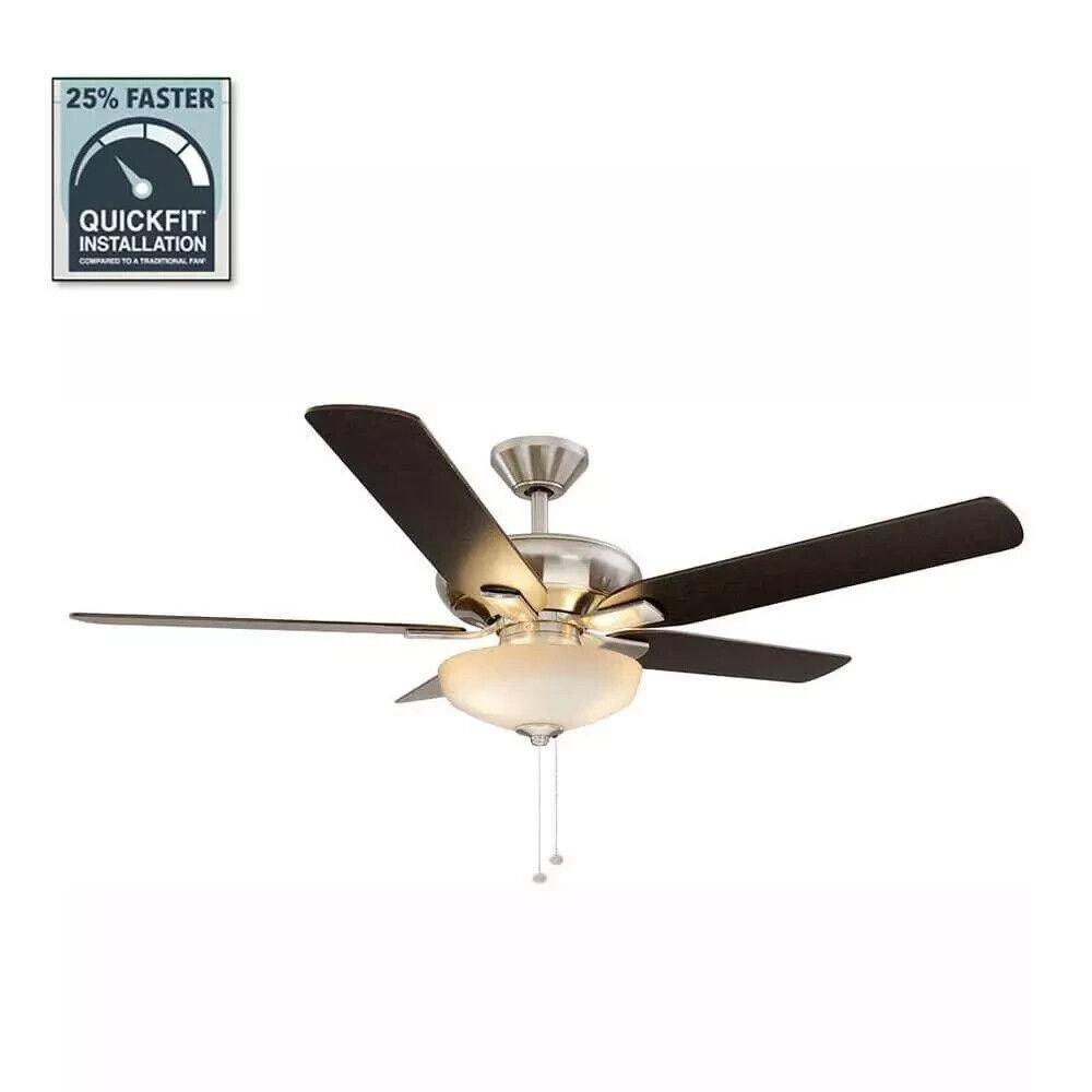 Hampton Bay Holly Springs 52&quot; LED Indoor Brushed Nickel Ceiling Fan W/ Light Kit - Like New