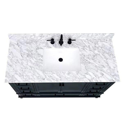 HDC 49 in. W x 22 in D Marble White Rectangular Single Sink Vanity Top in White