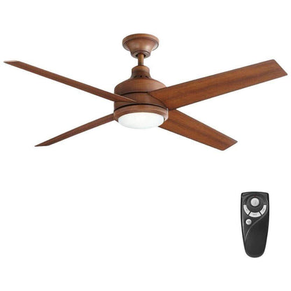 Home Decorators Mercer 52 in. LED Indoor Distressed Koa Ceiling Fan with Remote - Like New