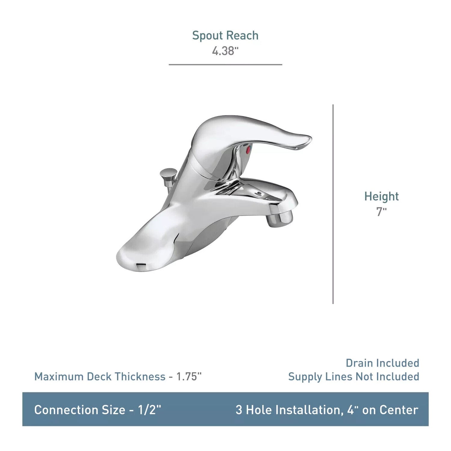 Moen M-BITION 8430 Commercial 4 in. Centerset Single-Handle Low-Arc Bathroom Faucet in Chrome (Valve Included)