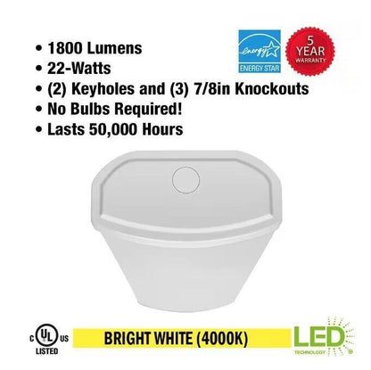 Commercial Electric 2 ft. 1800 Lumens LED Wraparound Ceiling Light 4000K - Like New