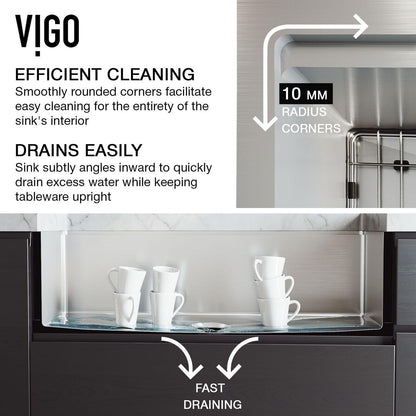 Vigo VGS3620FA Oxford 36&quot; Farmhouse Single Basin Stainless Steel