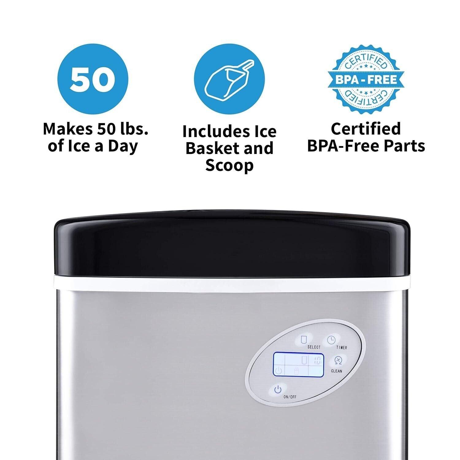 NewAir 50 lbs. Portable Ice Maker - Stainless Steel - Very Good