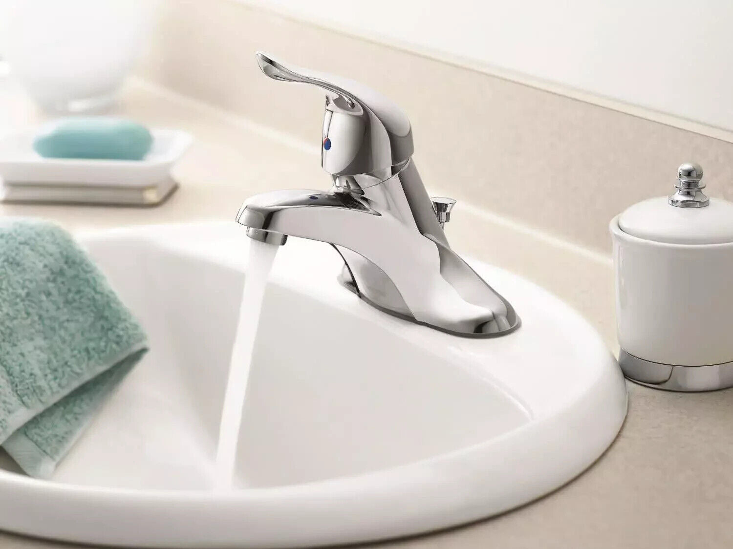 Moen Chateau L4621 Single Handle Centerset Bathroom Faucet (Valve Included)