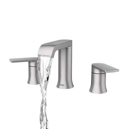 Moen Genta 84763SRN 8 in. Widespread Double Handle Bathroom Faucet in Spot Resist Brushed Nickel (Valve Included)