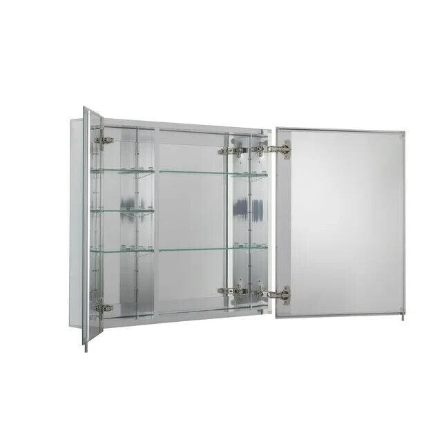 Croydex Halton Double Door Aluminium Bathroom Medicine Cabinet 30x26 In Chrome