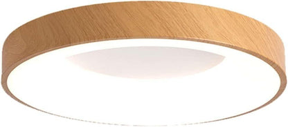 Curved Design Wood Grain Modern 18.5 in. Round Led Ceiling Light For Bedroom - Like New