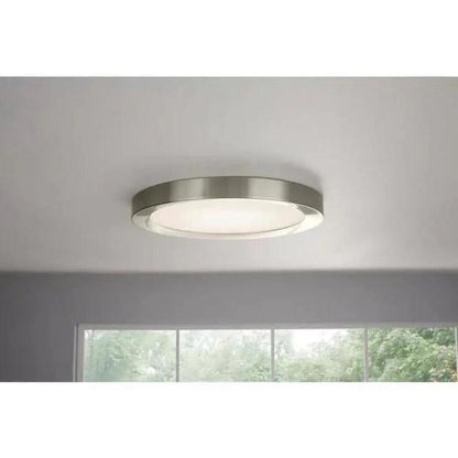 Home Decorators Collection Calloway 15 in. Brushed Nickel Selectable LED Flush M