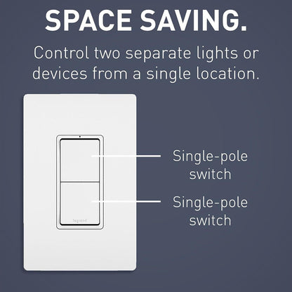 Legrand radiant RCD11WCC6 15A Combination 2-in-1 Decorator Rocker Light Switch