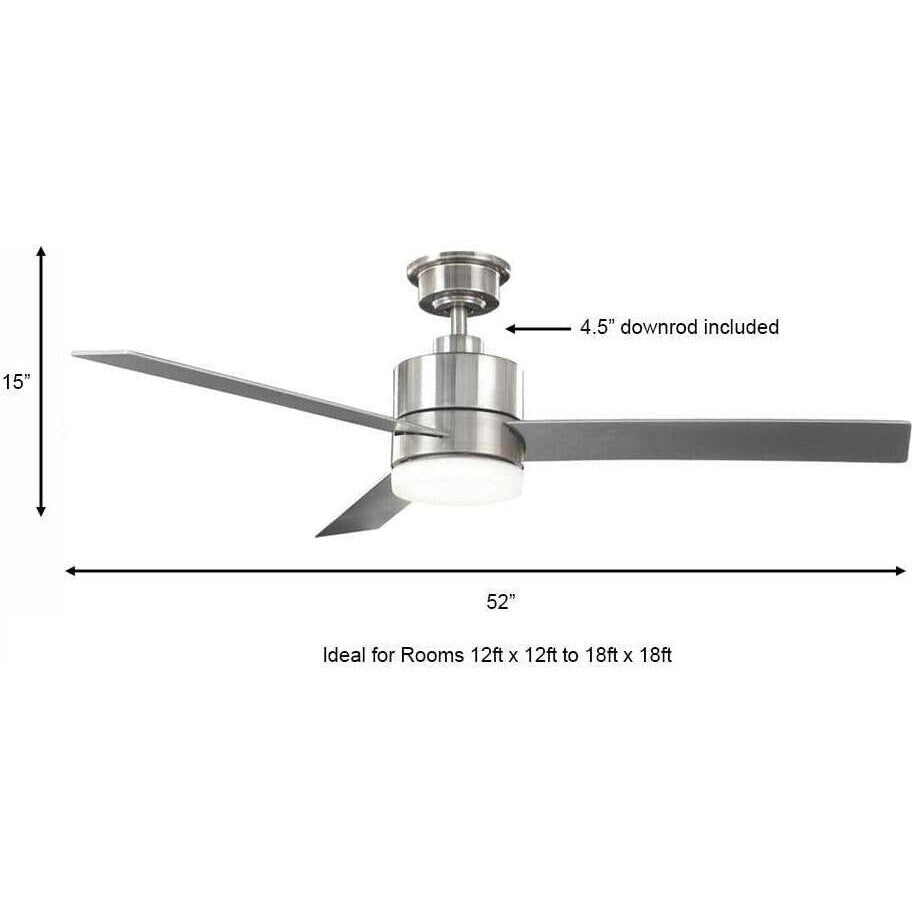 Hampton Bay Madison 52 in. Integrated LED Brushed Nickel Ceiling Fan with Remote - Like New