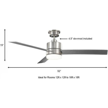 Hampton Bay Madison 52 in. Integrated LED Brushed Nickel Ceiling Fan with Remote - Like New