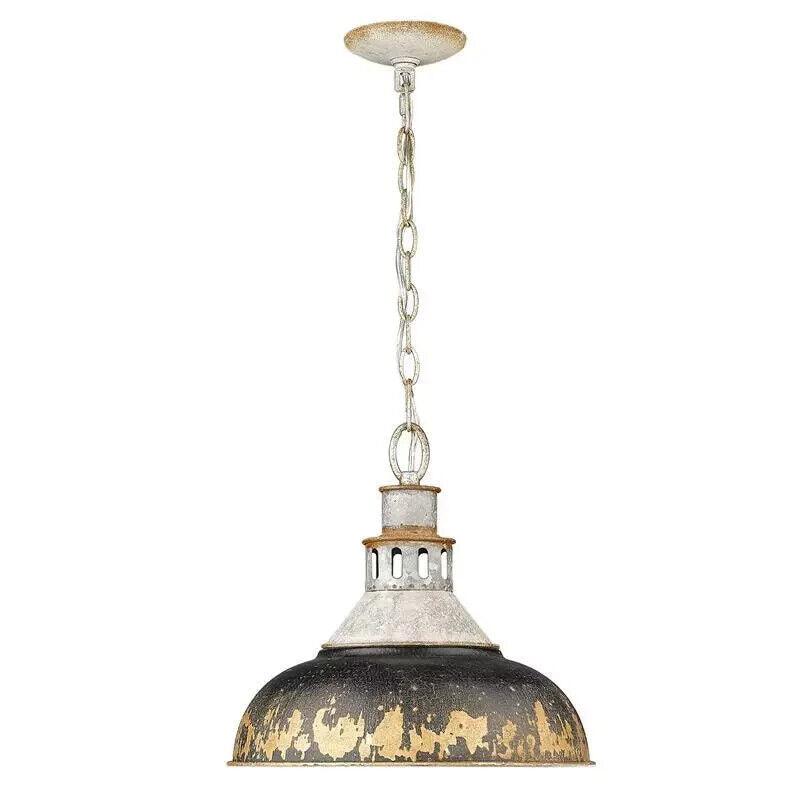 Golden Lighting Kinsley 14&quot; Rustic Aged Galvanized Steel Pendant Black Iron - Like New