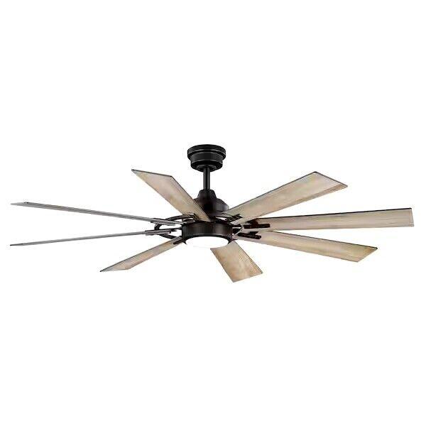 Home Decorators Makenna DC 60 in. Color Changing LED Matte Black Ceiling Fan - Like New