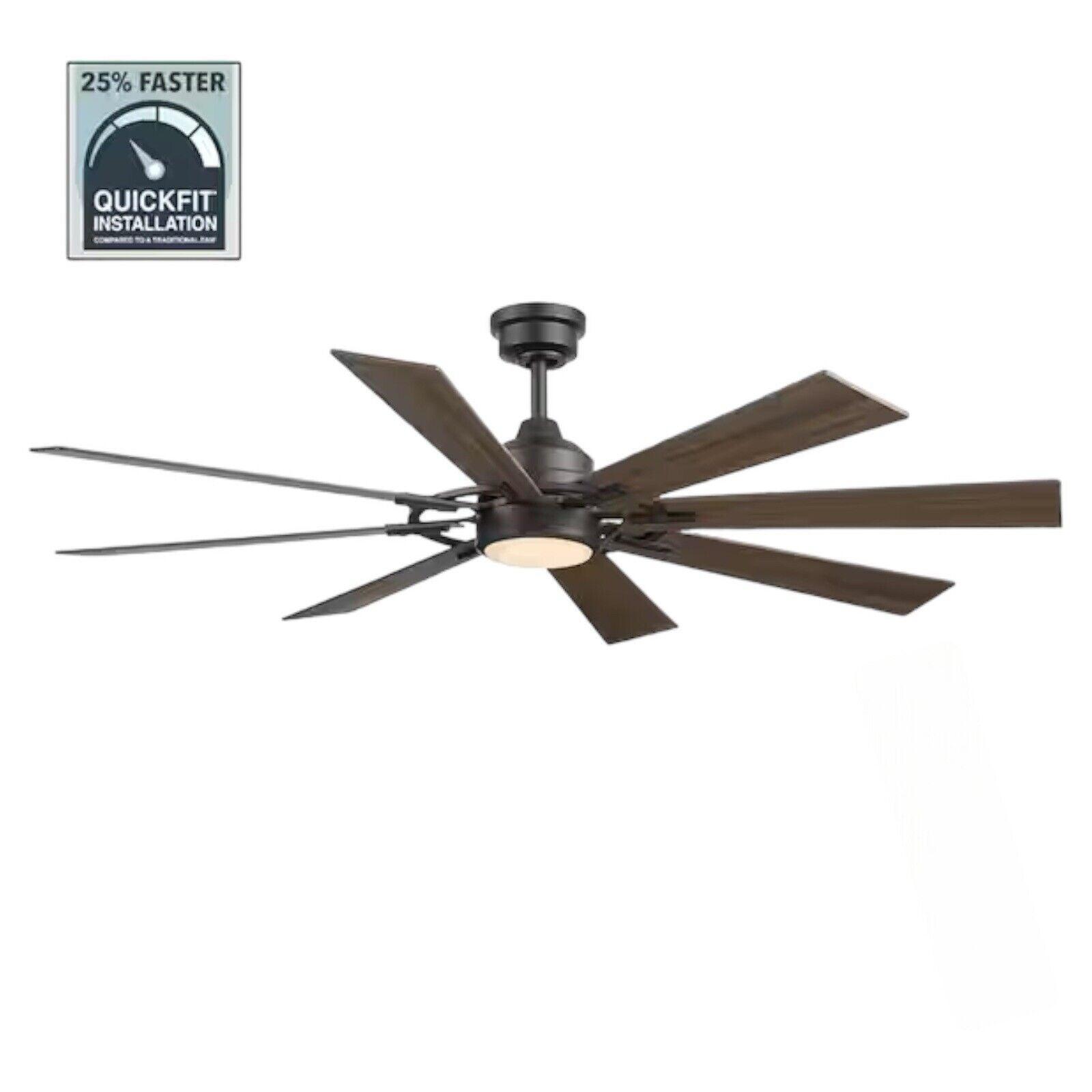 Home Decorators Makenna DC 60 in. Color Changing LED Matte Black Ceiling Fan - Like New