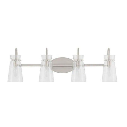 Hampton Bay Vinton Place 31 in. 4-Light Brushed Nickel Vanity Light Clear Glass - Like New