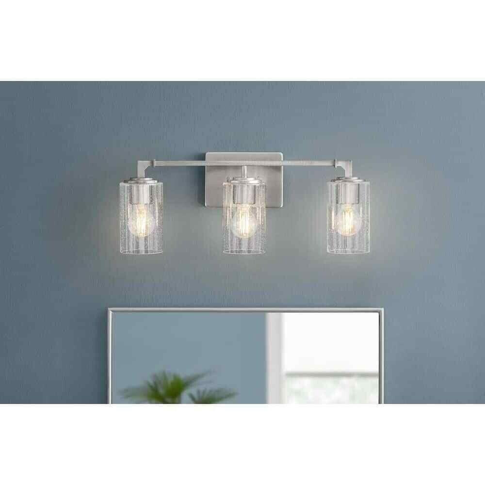 Home Decorators Helenwood 21.75 in. 3-Light Brushed Nickel Bathroom Vanity Light