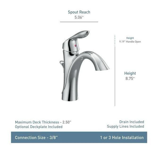 MOEN Eva 6400 Single Hole Single-Handle High-Arc Bathroom Faucet in Chrome