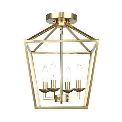 Home Decorators Weyburn 16.5 in. 4-Light Gold Semi-Flush Mount Light Fixture - Like New