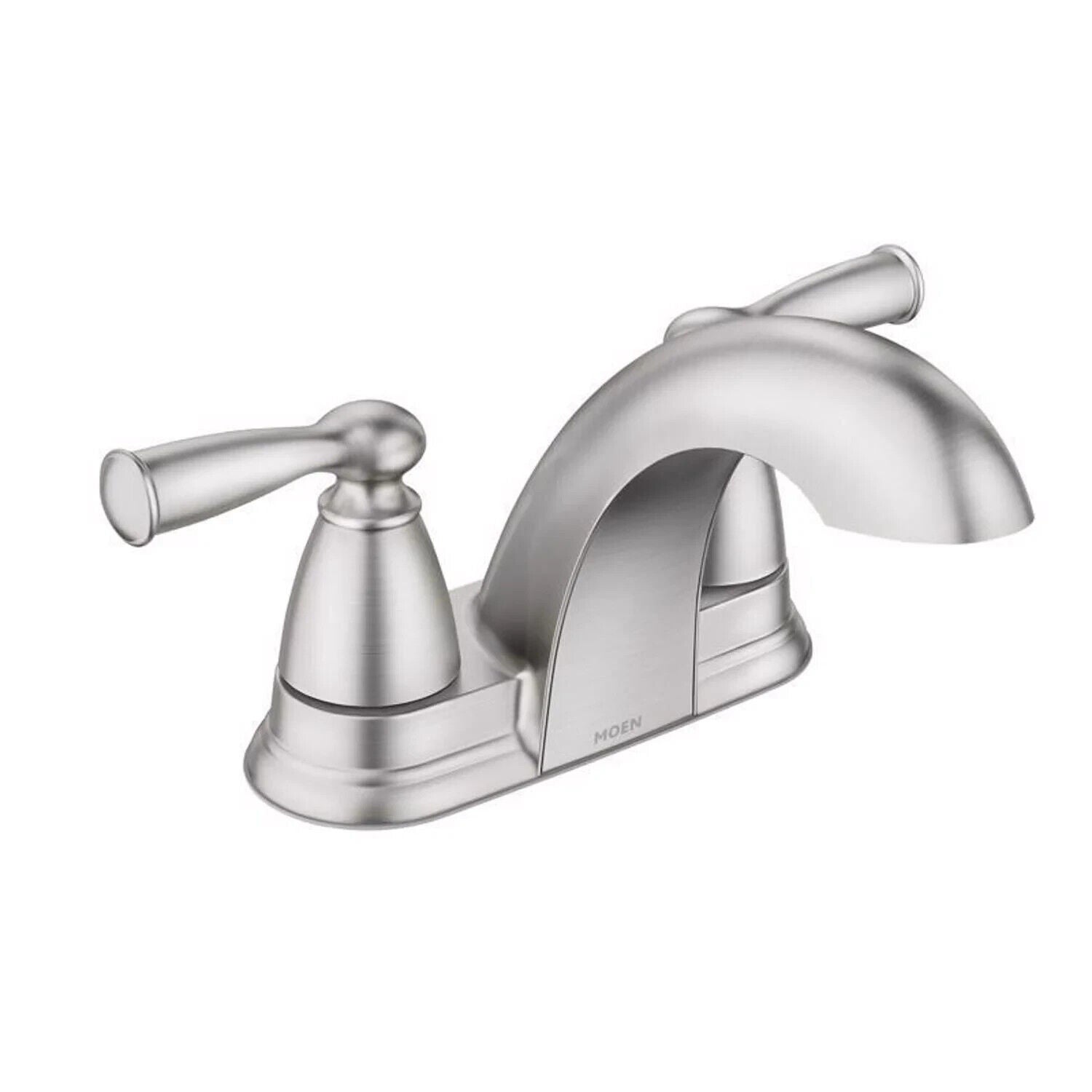 Moen Banbury 84942SRN 4 in. Centerset Double Handle Low-Arc Bathroom Faucet in Spot Resist Brushed Nickel