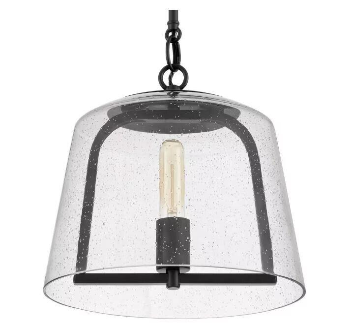 Home Decorators Collection Desmond 60-Watt 1-Light Black Pendant