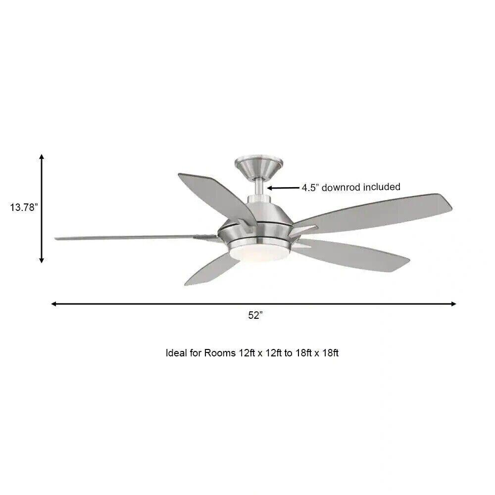 HOME DECORATORS Wilmington 52 in. LED Brushed Nickel Ceiling Fan, Light, Remote