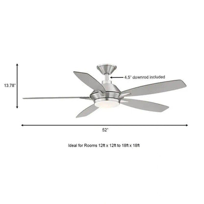 HOME DECORATORS Wilmington 52 in. LED Brushed Nickel Ceiling Fan, Light, Remote