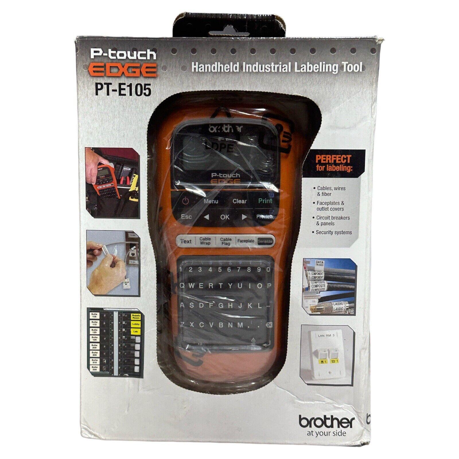 Brother PT-E105 P-Touch Edge Handheld Industrial Label Maker - Orange - Very Good