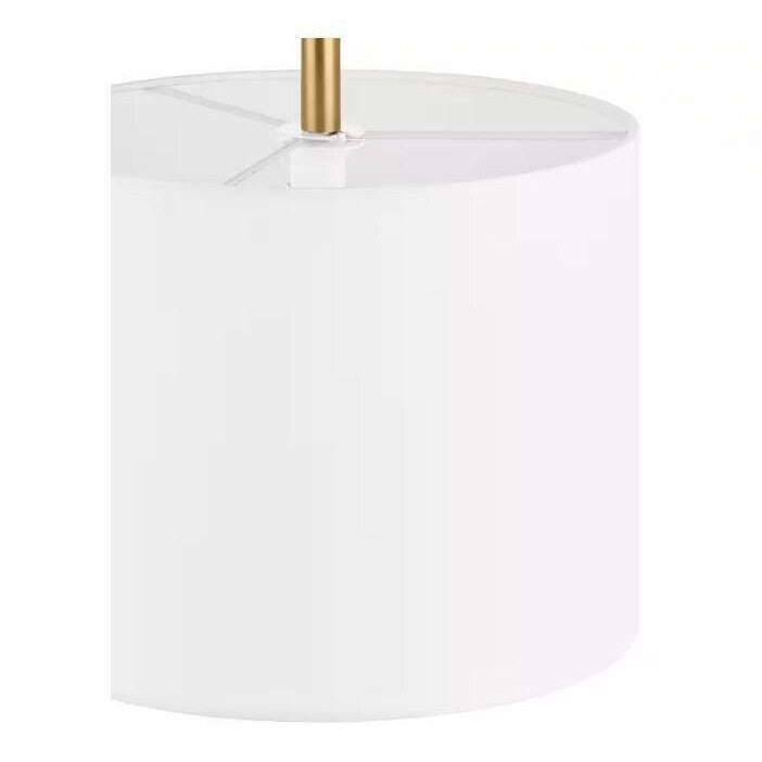 Home Decorators Collection Dawson 1-Light Aged Brass Pendant with White Fabric