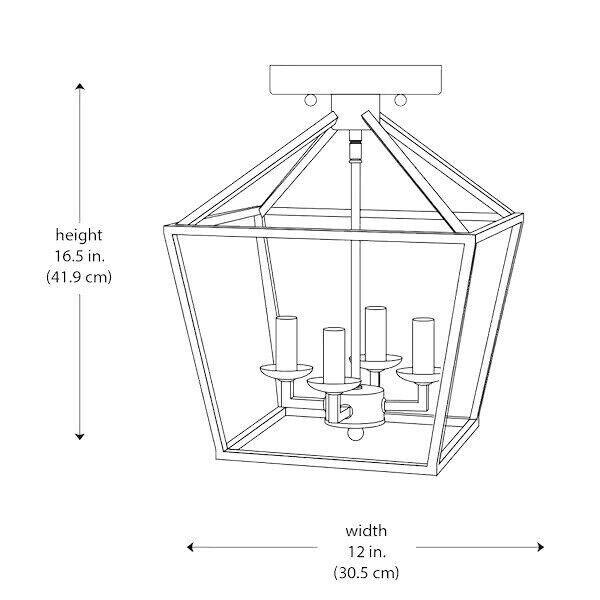 Home Decorators Weyburn 16.5 in. 4-Light Gold Semi-Flush Mount Light Fixture - Like New