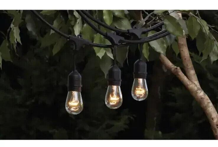 Hampton Bay 12-Light 24 ft. Black Commercial Incandescent String Light