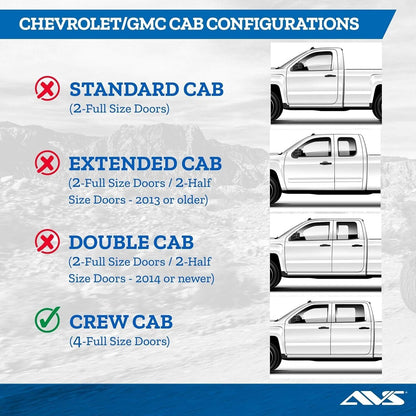 AVS 94975 Side Window Deflectors For 2015-2024 Ford Supercrew/Super Duty