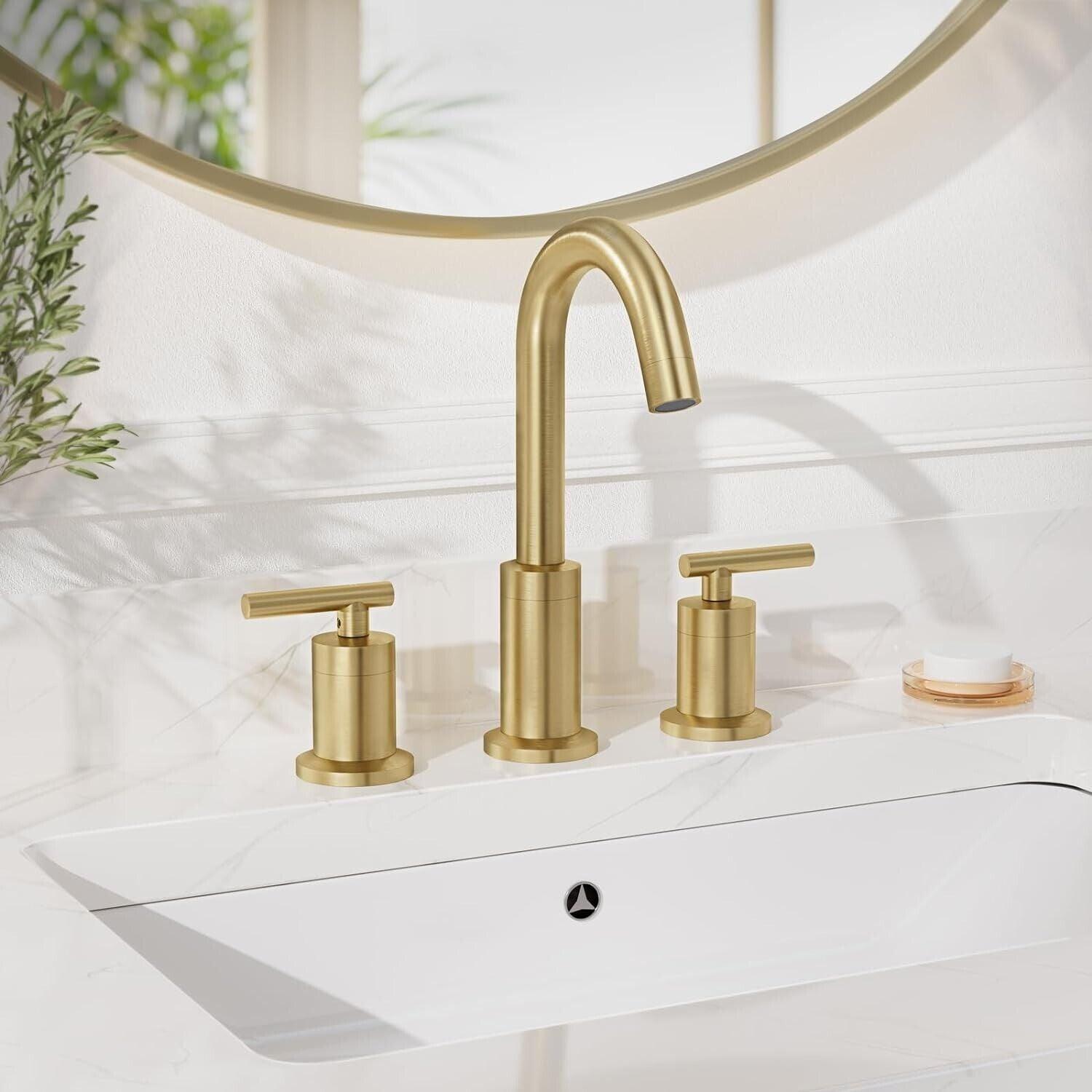 Phiestina 8 in Widespread 2-Handle Bathroom Faucet in Brushed Gold WF003-1-BG