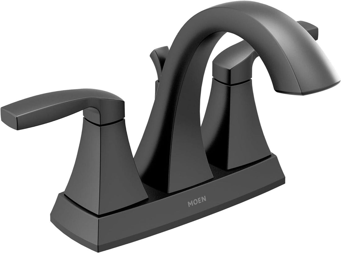 Moen Voss Matte Black Two-Handle Centerset Bathroom Faucet, 6901BL