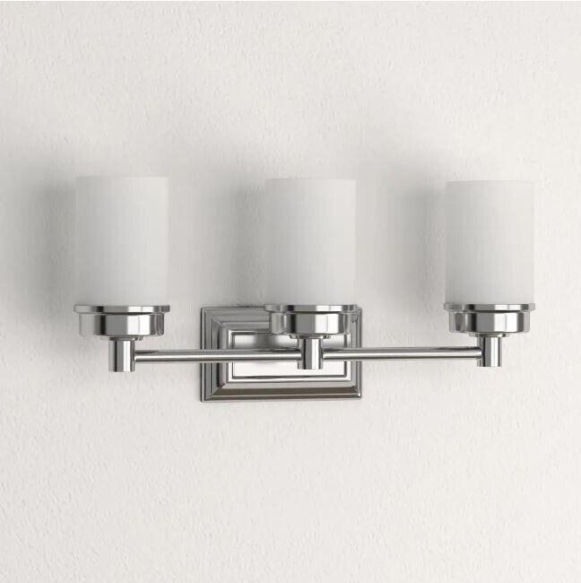 Hampton Bay Cade 3-Light 20.25 in. Brushed Nickel Vanity Light w/ Frosted Glass - Like New