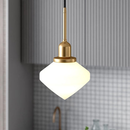 Zariza 8&quot; Wide Pendant with Glass Shade in Brass/White Milk - Like New